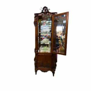 Gabinete de combinación de gabinete lateral del armario de la sala de estar del pequeño vidrio de madera europeo, 190 cm de alto, 85 cm de ancho, 42 cm de largo
