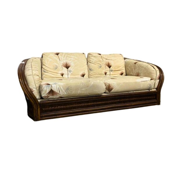 Mueble de ratán de nogal para sala de estar, sofá. 64 cm de alto, 200 cm de ancho, 56 cm de largo.