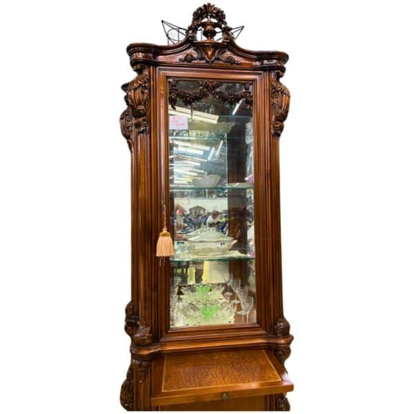 Gabinete de combinación de gabinete lateral del armario de la sala de estar del pequeño vidrio de madera europeo, 190 cm de alto, 85 cm de ancho, 42 cm de largo - Imagen 3