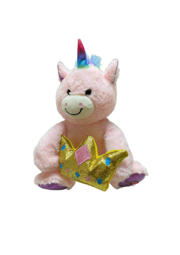 Peluche de Unicornio Musical Rosado, Medidas 23cm de ancho y 41cm de largo