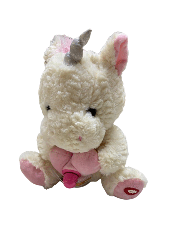 Peluche de Unicornio Musical, Medidas 24cm de ancho y 33cm de largo