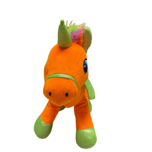 Peluche de Unicornio Naranja, Medidas 24cm de ancho y 43cm de largo