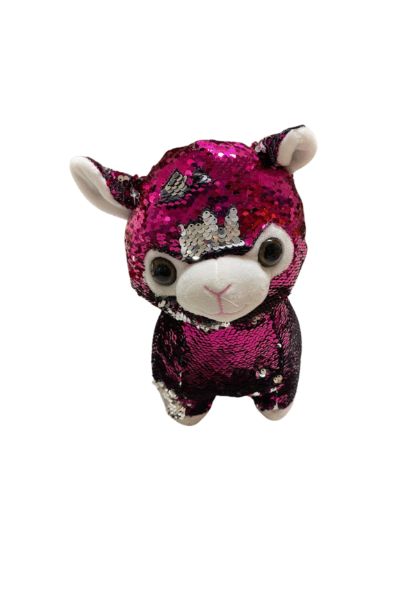 Peluche de Llama con Lentejuela, Medidas 22cm de ancho y 34cm de largo