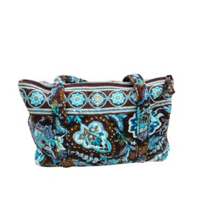 Cartera Celeste con café, Medidas 36cm de ancho y 27cm de largo