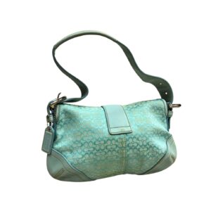 Cartera Celeste Coach, Medidas 19cm de ancho y 28cm de largo