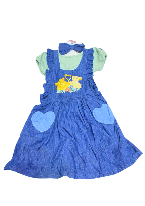 Vestido de Overol del Rey Leon con Vincha Nuevo,Medidas 27cm de ancho y 56cm de largo, Marca DISNEY BABY, Talla 24M