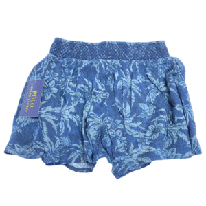 Short Azul con Palmeras Nuevo ,Medidas 25cm de ancho y 29cm de largo, Marca POLO, Talla 6T