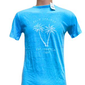 Camisa Celeste con Palmeras Nueva ,Medidas 45cm de ancho y 68cm de largo, Marca CREWCUTS, Talla XL(12-14)