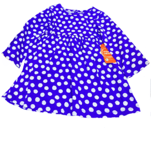 Vestido Azul con Circulo Blanco Nuevo ,Medidas 24cm de ancho y 43cm de largo, Marca WONDER NATION , Talla 18M
