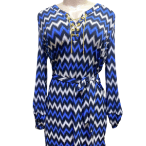 Vestido Azul con Blanco y Negro, Medidas 51cm de ancho y 98cm de largo, Marca MICHAEL KORS, Talla M