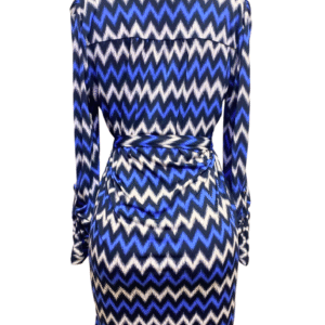 Vestido Azul con Blanco y Negro, Medidas 51cm de ancho y 98cm de largo, Marca MICHAEL KORS, Talla M