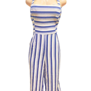 Enterizo con Rayas Azules Nuevo ,Medidas 40cm de ancho y 122cm de largo, Marca LEIGHTON, Talla 11