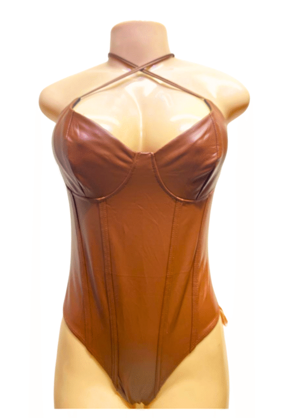 Body de Cuero Café, Nuevo ,Medidas 36cm de ancho y 74cm de largo, Marca SHEIN BAE, Talla TALLA UNICA