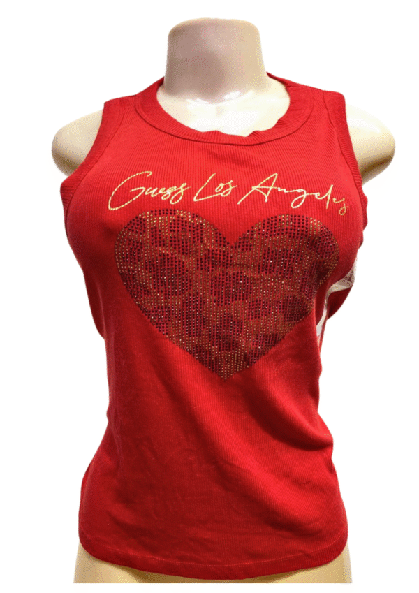 Blusa Roja sin Mangas, Nuevo, Medidas 51cm de ancho y 56cm de largo, Marca GUESS, Talla XL