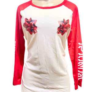 Blusa Blanca con rojo Manga Larga, Medidas 50cm de ancho y 68cm de largo, Marca PINK VICTORIA»S SECRET, Talla L