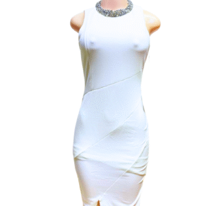 Vestido Blanco, Nuevo, Medidas 33cm de ancho y 112cm de largo, Marca JENNIFER LOPEZ, Talla 4