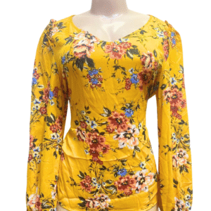 Blusa Amarilla con Flores, Medidas 49cm de ancho y 63cm de largo, Marca ZAC & RACHEL, Talla L